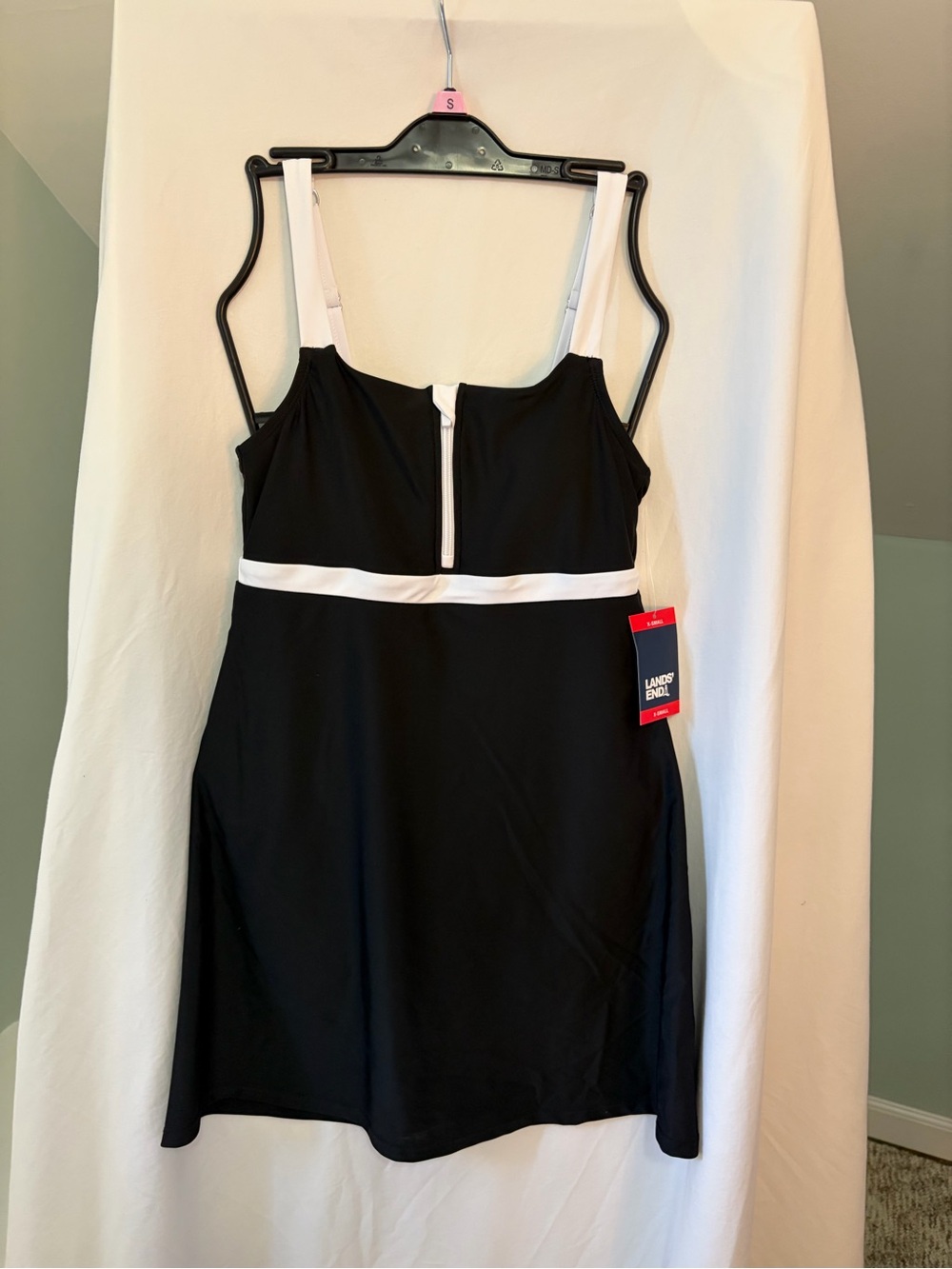 NWT Lands' End Women's Zip Front Colorblock Swim Dress size XS